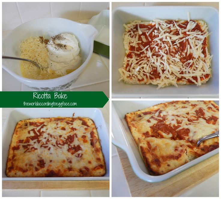 four pictures of different types of lasagna casserole with cheese and sauce