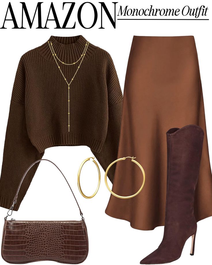 Sweater And Skirt, Design Moda, Brown Outfit, Classy Work Outfits, Stylish Work Outfits, Modest Fashion Outfits, Looks Chic, Fall Fashion Outfits, Casual Style Outfits