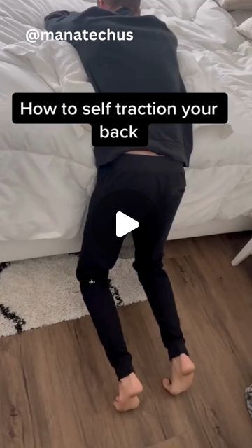 ManaTechUS on Instagram: "How to self traction your back? For pain in your back or shooting down your legs.  👉Follow and ➣Share for back self-traction techniques!  dm for credit/removal #backpainrelief #physicaltherapy #lowbackpain #lowbackpainrelief #lowbackstretch #traction #discpain #pttips" How To Relieve Lower Back Pain, Pop Lower Back How To, How To Pop Your Back Yourself, Lower Back Cracking Techniques, How To Get Rid Of Back Rolls, How To Pop Your Back, Low Back Pain Exercises, Lower Back Spasms, Back Cracking