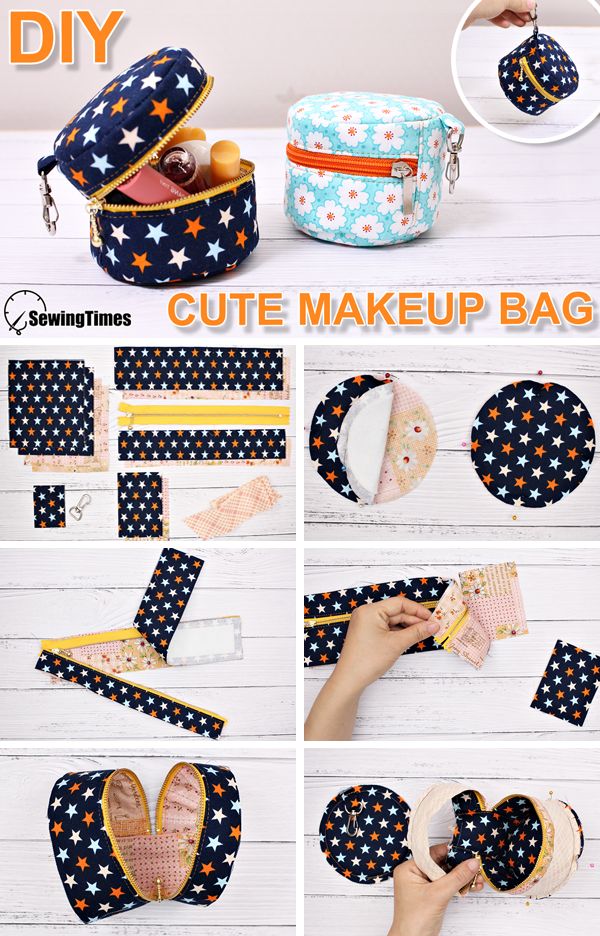 the instructions for how to make cute makeup bags