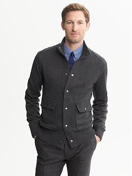 Snap-Placket Cardigan Standing Collar, Flap Pocket, Banana Republic, Men Sweater, Trim, Collar, Mens Tops, Clothes, Color