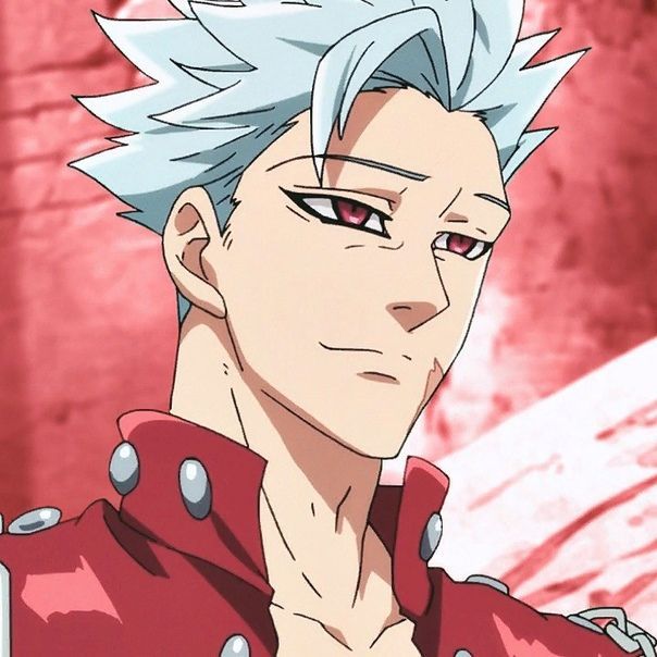 an anime character with white hair and blue eyes looking at the camera while standing in front of a red background