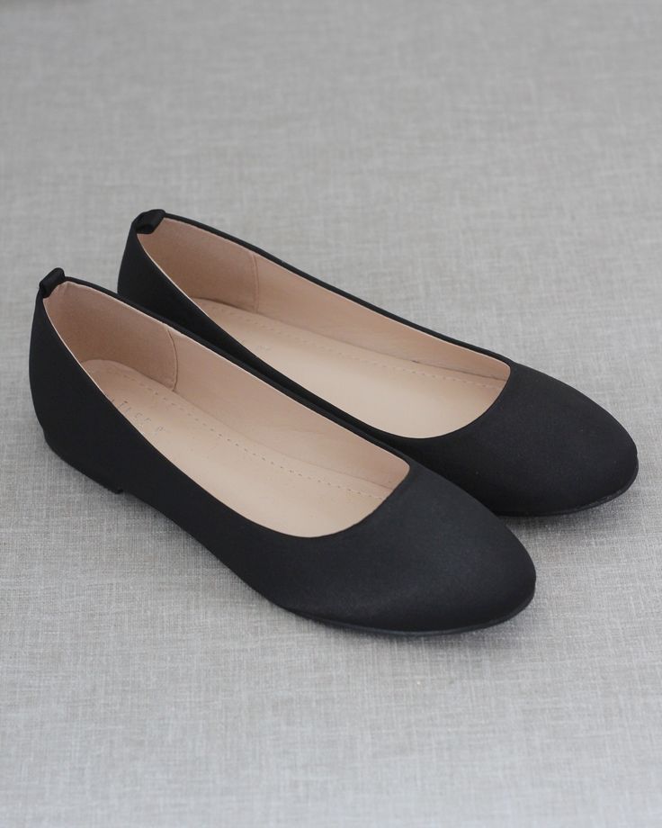 Black Satin Women Flats Flats Shoes Black, Flats Black Shoes, Shoes For Dresses Flat, Black Flats For Women, Women Flats Shoes, Dressy Flats Shoes Classy, Shoes Classic Women, Black Dress Shoes For Women Flats, Woman Dress Shoes