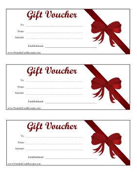 two gift vouchers with red bows on them