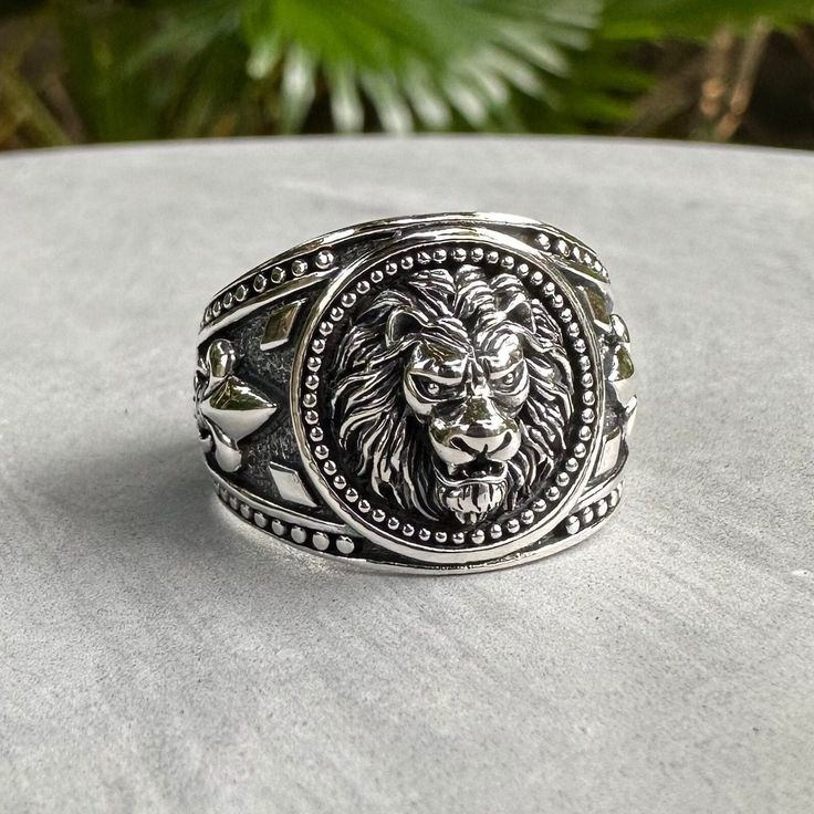 Handcrafted Solid Sterling Silver .925/ Lion Ring 100% hand-polished solid sterling silver Approximated weight 8.1 grams Beautiful Lion ring from the Musketeers crafted in solid 925 sterling silver with 925 stamp on the inside. Lion symbolism represents courage, power, strength and leadership. Lions are fierce, feisty and dominate animals, who take charge. They are also territorial and protect their family and kin. All products here are GUARANTEED 925 Sterling Silver of finest standard. We offer Sterling Silver Signet Ring Fine Jewelry, Symbolic Sterling Silver Rings With Polished Finish, Polished Sterling Silver Rings, Symbolic Silver Sterling Signet Ring, Classic Silver Stainless Steel Signet Ring, Silver Stainless Steel Signet Ring For Promise, Nickel-free Sterling Silver Rings In Silver, Silver Stainless Steel Signet Promise Ring, Tarnish Resistant Silver Stainless Steel Rings