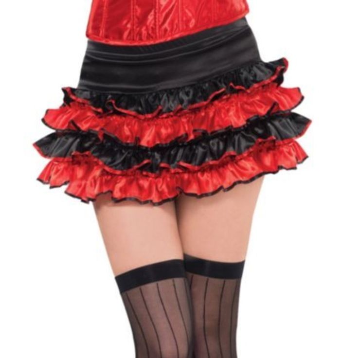 Welcome For Sale Is New In Package~Package Is A Little Distressed Black Red Ruffled Skirt One Size Fits Most Adult/Juniors Enjoy C2 Halloween Party Petticoat With Ruffles, Halloween Ruffled Petticoat For Party, Tiered Ruffle Skirt For Costume Party, Can-can Skirt For Costume Party, Halloween Costume Party Ruffled Skirt, Tiered Skirt For Halloween Cosplay, Halloween Cosplay Tiered Skirt, Gothic Mini Skirt With Ruffles, Costume Ruffled Tiered Skirt