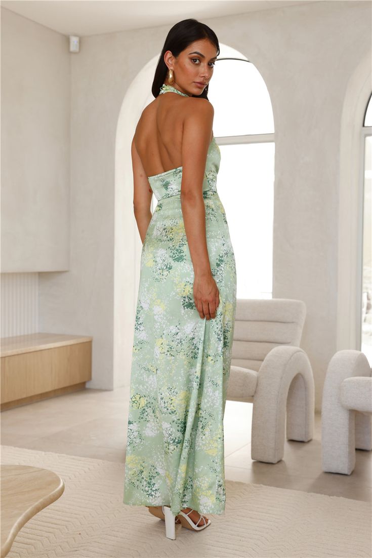 Length from shoulder to hem of size S: 147cm. Chest 34cm, Waist 30cm, across front only of size S. Maxi dress. Semi-lined. Model is a standard XS and is wearing XS. True to size. Non-stretch. Satin. Halterneck with button closures. Elastic back. Wrap skirt. Zipper with hook eye closure. Cold hand wash only. Print placement may vary. Polyester. Lovely, be seen in a vibrant style! The Favourite Of All Satin Halter Maxi Dress features a gorgeous halterneck design with button closures and a wrap skirt. Style with heels for all the likes. Vibrant Style, Prom Shopping, Skirt Zipper, Bridal Shower Dress, Halter Maxi Dress, Shower Dresses, Maxi Dress Wedding, Halter Maxi, Skirt Style