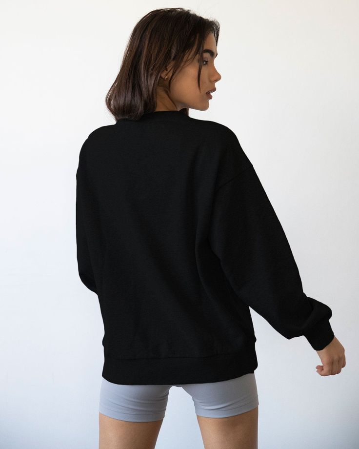 Our daily wear french terry sweatshirt is slightly oversized and pairs perfectly with any outfit. Features minimal and tonal Rebody embroidery. Made in our heavier weight French Terry fabric that gives more structure and is pre shrunken cotton. Machine Wash Model is 5'7" wearing size S Everyday Drop Shoulder Sweatshirt With Ribbed Neckline, Solid Color French Terry Sweatshirt For Athleisure, Solid French Terry Sweatshirt For Athleisure, Athleisure Sweatshirt With Drop Shoulder, Solid Color Athleisure Sweatshirt For Everyday, Athleisure Solid Color Sweatshirt For Everyday, Solid Athleisure Sweatshirt For Everyday, Athleisure French Terry Sweats With Relaxed Fit, Athleisure French Terry Sweats In Relaxed Fit