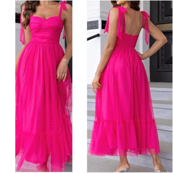 Classic Hot Pink Swiss Dot Formal Party Wedding Maxi Dress Xs S M L Xl, 100% Polyester, Ships In 7-8 Days Wedding Maxi Dress, Pink Flower Dress, Holiday Maxi Dress, Lace Dress Vintage, Lace Pink Dress, Chevron Dress, Evening Dresses For Weddings, Formal Dresses For Weddings, Maxi Dress Wedding