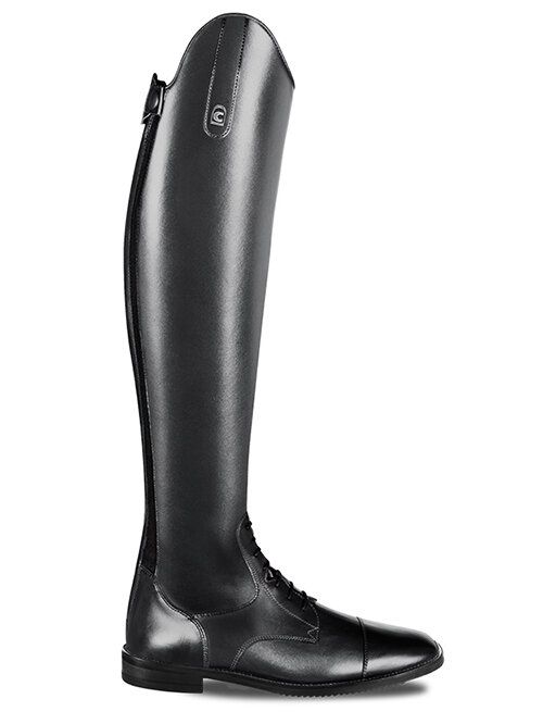 a pair of black riding boots with zippers