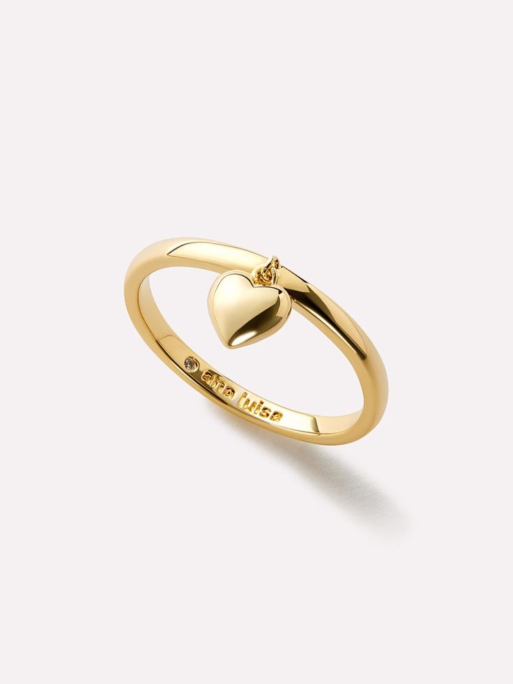 Heart Ring - Leia Cartier Trinity Ring Pinky, Non Tarnish Gold Rings, Ring With Charms, Gold Heart-shaped Stackable Midi Rings, Gold Stackable Heart Midi Rings, Gold Stackable Rings With Heart Charm For Wedding, Adjustable Heart-shaped Stackable Yellow Gold Rings, Gold Heart-shaped Stackable Rings Fine Jewelry, Gold Heart Stackable Rings Fine Jewelry