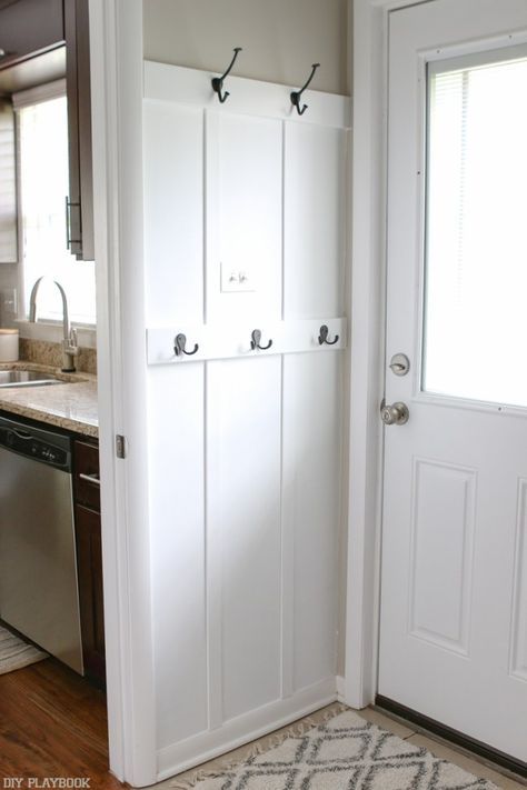 the laundry room drop zone is open and ready to be used as a mudroom