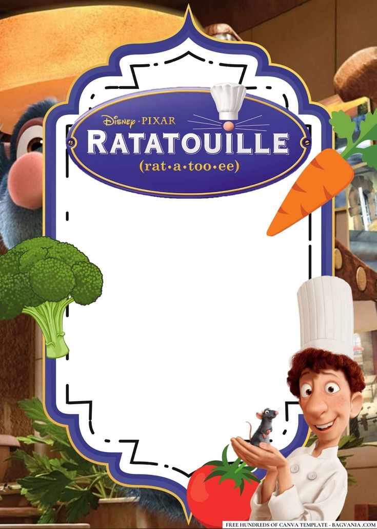 FREE Editable Ratatouille Birthday Invitations Ratatouille Birthday Party Decorations, Ratatouille Birthday Party Ideas, Ratatouille Birthday Party, Ratatouille Birthday, Paper Chef Hats, Ratatouille Disney, Free Printable Invitations Templates, Mini Croissants, Birthday Menu