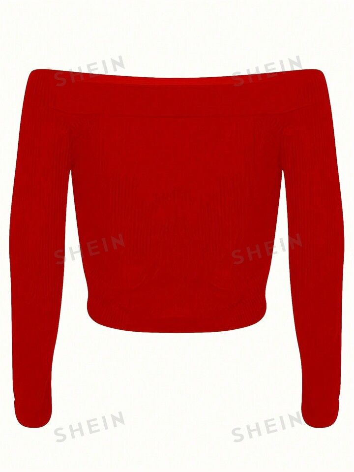 Casual Fitted Red Long Sleeve Top, Red Ribbed Long Sleeve Tops, Trendy Red Tops For Winter, Red Solid Color Winter Tops, Red Long Sleeve Solid Color Top, Red Knit Tops For Winter, Red Knit Top For Fall, Red Ribbed Sweater For Spring, Red Knitted Long Sleeve Tops