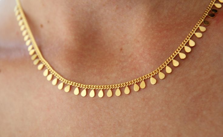 %100 Hand Crafted High quality 18 K Gold vermeil on to 925 Sterling Silver , does not irritate your skin! Nickel Free Details: length - 17.7 inch (45 cm) extension : 2 inch The necklace arrives with a beautiful package and ready for gift giving! 🎁 . . . . . . . . . . . . . . . . . . . . . . . . . . . . . . . . . . . . . . . . 100% SATISFACTION GUARANTEE + We want you to be 100% satisfied with your jewelry! If there are any issues or anything we can do to make you love it more, please let us kno Mini Necklace Gold Indian, Gold Sterling Silver Dangle Drop Necklace, Gold Teardrop Charm Necklaces For Jewelry Making, Gold Teardrop Jewelry With Beaded Chain, Gold Beaded Chain Dangle Necklace, Dainty Gold Drop Charm Necklace, Gold Drop Charm Necklace With Adjustable Chain, Gold Sterling Silver Necklace With Tiny Beads, Handmade Gold Drop Necklace