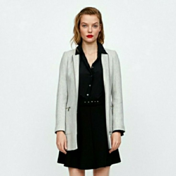 Size- Small Gray Marl Color Round Neck London Sleeves Front Zip Closure Front Patch Pockets With Zippers Please Let Me Know If You Have Any Questions. Zara Long Sleeve Workwear Blazer, Zara Outerwear With Suit Collar For Office, Spring Collared Blazer Dress, Elegant Outerwear With Pockets For Work, Zara Long Sleeve Blazer For Work, Elegant Collared Fall Blazer, Elegant Collared Workwear Blazer, Fall Chic Jacket Dress With Suit Collar, Chic Fall Jacket Dress With Suit Collar