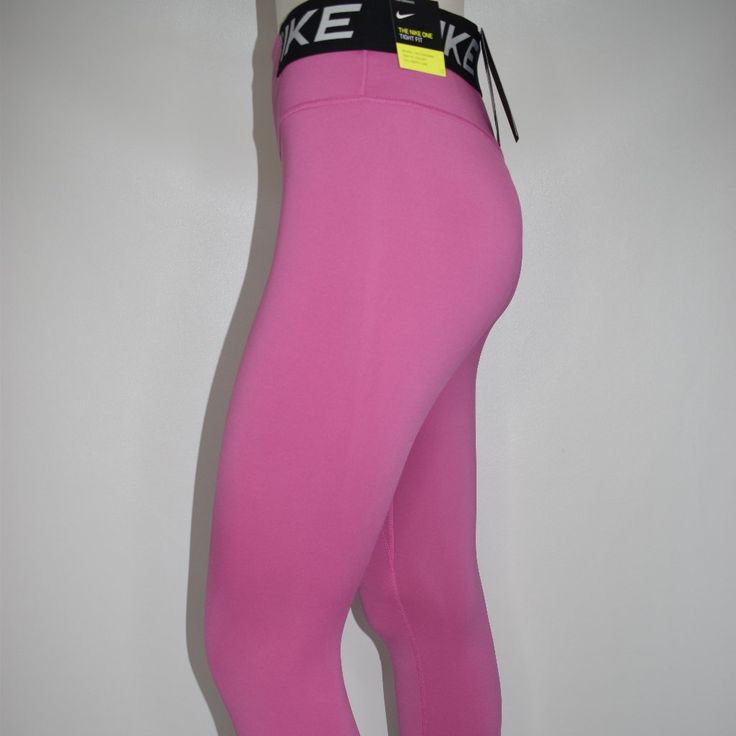 Nike Women's New Dri-Fit Pink Performance Leggings -Tight Fit -Mid Rise -Brand New, Tags Attached -Msrp Of $60 Nike Elastane Yoga Bottoms, Pink High Stretch Full Length Tights, Pink Snug Fit Athleisure Bottoms, Pink Full-length Tights, Nike Stretch Elastane Leggings, Spring Sports Fitted Tights, Pink Snug Fit Sporty Bottoms, Fitted Sports Tights For Spring, Fitted Pink Activewear For The Gym