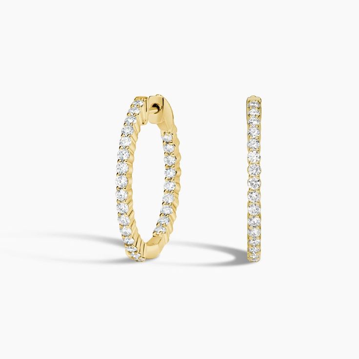 Small Perfect Luxe Hoop Lab Diamond Ears - 14K Yellow Gold. These expertly designed hoops feature an integrated latch-back closure for a sleek, seamless design (1 total carat weight). Small: 24mm tall, 2.5mm wide. 

With unmatched craftsmanship and attention to detail, every aspect of each piece in The Perfect Collection is expertly designed for a look that lasts a lifetime. Classic Hoop Earrings With Single Cut Diamonds, Yellow Gold Hoop Diamond Earrings With Prong Setting, Classic Diamond Hoop Earrings With Prong Setting, Classic Brilliant Cut Hoop Huggie Earrings, Classic 14k Gold Hoop Earrings With Brilliant Cut, Classic Diamond Hoop Earrings In Yellow Gold, Timeless Brilliant Cut Yellow Gold Hoop Earrings, Timeless Yellow Gold Hoop Earrings With Brilliant Cut, Classic Huggie Hoop Earrings With Brilliant Cut