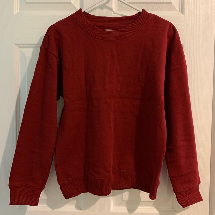 Uo Plain Red Sweatshirt. Comfortable And A Great Basic. New Without Tags Sweatshirt Around Waist, Casual Red Sweater With Ribbed Cuffs, Red Fall Sweatshirt For Loungewear, Red Sweatshirt For Loungewear In Fall, Red Sweatshirt For Fall Loungewear, Casual Burgundy Crew Neck Sweater, Red Long Sleeve T-shirt For Loungewear, Red Sweater With Ribbed Cuffs And Relaxed Fit, Red Relaxed Fit Sweater