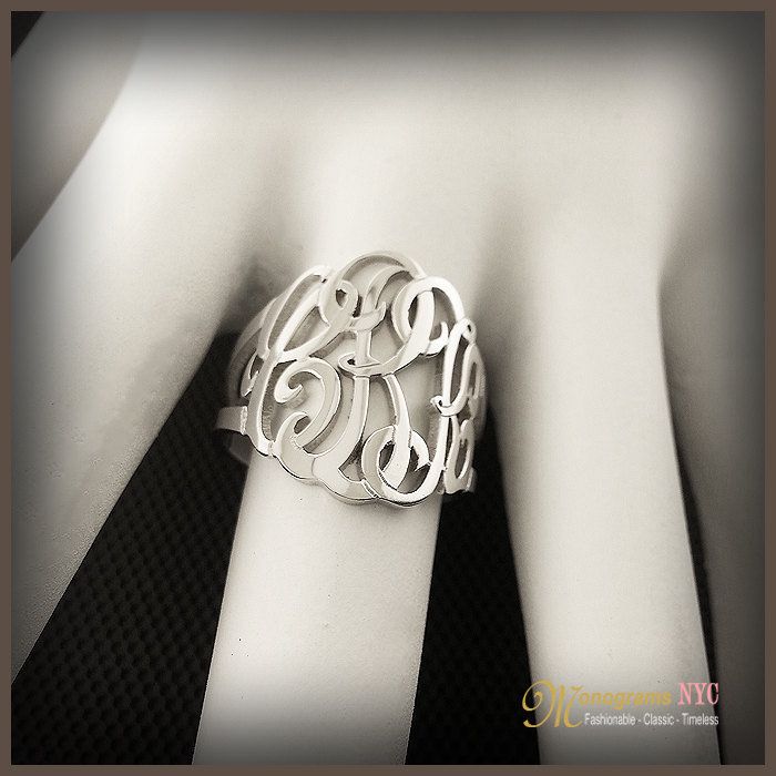 "Our Cutoff Date for Christmas delivery is Sunday Dec. 13, 2020 All Order placed after this date will be completed for mid January delivery. Beautiful Monogram Ring made of sterling silver. This customized jewelry is a perfect personalized gift for your loved one's. Initials Ring is the perfect gift for any occasion from Birthdays and Anniversaries to Graduations and Weddings. Want to make a gift very unique and personal? - As easy as pie - just get in touch with us, and we will take care of the Silver Engraved Monogram Ring, Sterling Silver Monogram Promise Ring, Sterling Silver Monogram Rings For Promise, Silver Elegant Monogram Initial Ring, Monogram White Gold Promise Ring, Silver Monogram Rings Fine Jewelry, Silver Monogram Rings In Fine Jewelry Style, Elegant Silver Monogram Initial Ring, Elegant Personalized Silver Initial Ring