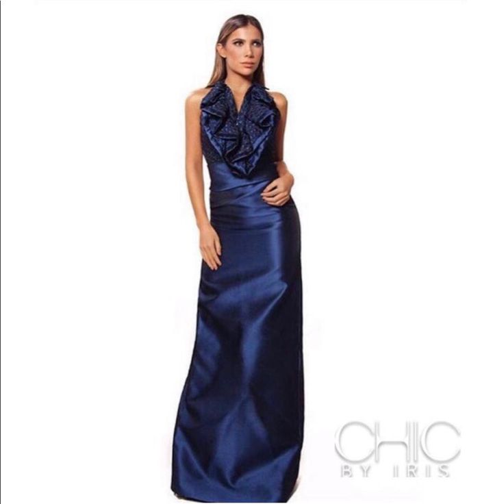 Lovely Dark Blue Color With Some Metallic Accents, Super Elegant, Comes With A Scarf That You Can Either Wear It Or Just Use The Dress Alone. Fits Size 2 Glamorous Blue Evening Dress For Wedding, Luxury Blue Evening Dress For Wedding, Luxury Blue Gown For Prom Season, Luxury Blue Gown For Gala, Luxury Blue Party Gown, Luxury Blue Evening Gown, Glamorous Blue Wedding Gown, Glamorous Blue Silk Evening Dress, Glamorous Blue Satin Gown