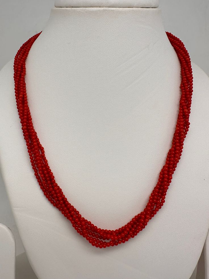 Real Coral Beads Short Six strands necklace. It is real coral orange necklace. Mala Length : Approx 18 Inches No Earrings Ready to ship from Boston, Massachusetts. Red Coral Necklaces With Round Faceted Beads, Red Coral Necklace With Faceted Beads, Faceted Red Coral Necklace, Multi-strand Red Coral Beaded Necklaces, Multi-strand Red Coral Beaded Necklace As Gift, Multi-strand Red Coral Necklace With Polished Beads, Coral Multi-strand Beaded Necklaces, Multi-strand Red Coral Beaded Necklace For Gift, Coral Multi-strand Beaded Necklace