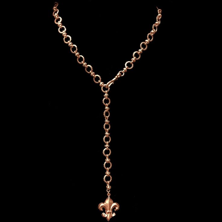 The Fleur de Lis Eternity Link Necklace can be adjusted to be worn as a choker, lariat or longer as a 22" necklace. It's the perfect layering piece with your other Whispering Goddess designs. Designed to be worn all day every day, it's extremely comfortable and versatile. The Fleur de Lis is 1" x 1" and the decorative link rings are 8mm. If you need it made longer or shorter, just notate it in the memo field at checkout. Available in Gold or Silver. Elegant Lariat Chain Choker, Elegant Chain Lariat Choker, Elegant Metal Charm Necklace Lariat, Elegant Metal Lariat Charm Necklace, Spiritual Long Necklace With Adjustable Chain, Elegant Lariat Charm Necklace With Lobster Clasp, Elegant Metal Charm Necklace With Lariat Shape, Elegant Lariat Choker With Adjustable Length, Adjustable Rose Gold Long Necklace