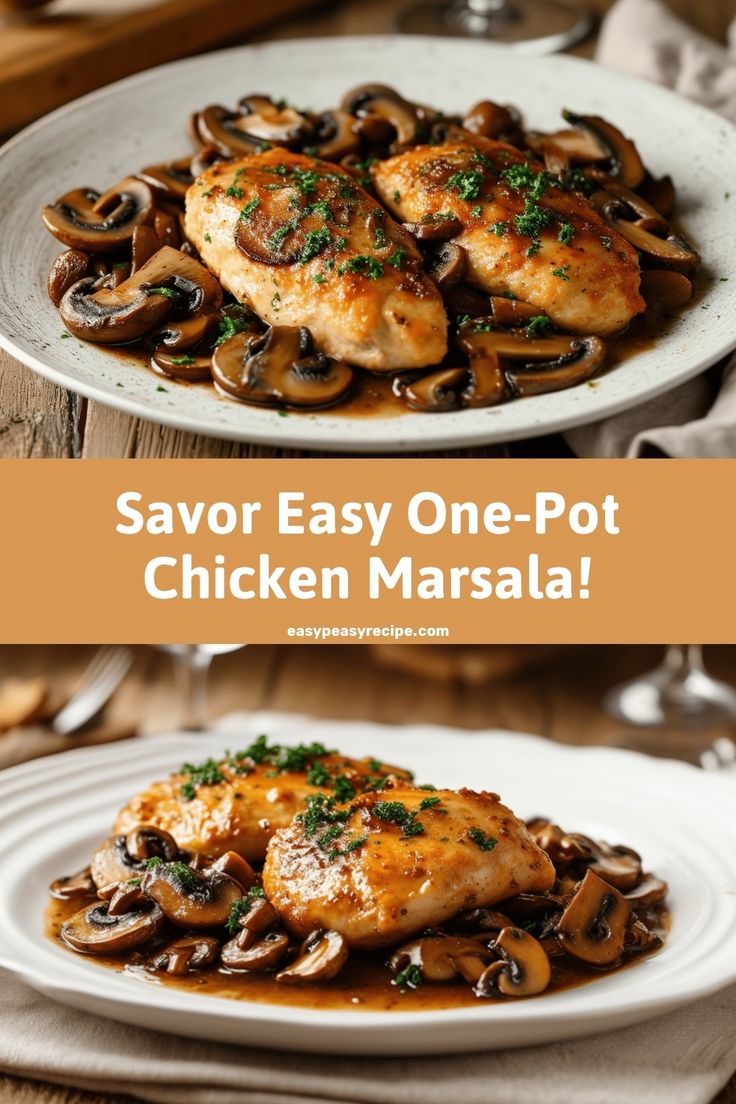 Plate of Chicken Marsala garnished with mushrooms and parsley in a rich Marsala wine sauce. Chicken Marsala Crockpot, Delicious Dinner Ideas, Chicken Marsala Recipe, Chicken Marsala Easy, Quick Delicious Dinner, Marsala Recipe, Impressive Dinner, Chicken Mushrooms, Easy Zucchini Recipes