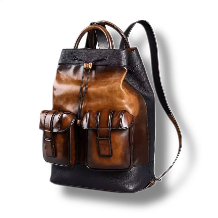 Like New, Gently Used! A Sophisticated, Sleek And Modern Vision Of The Classic Backpack H 16.9 In / L 12.6 In / W 5.7 In Hand Painted Mid Brown Patina Premium Leather Construction Limited Time Free Shipping Within U.S. Designer Brown Backpack With Adjustable Strap, Elegant Leather Backpack With Large Capacity, Luxury Backpack With Leather Handles For Daily Use, Luxury Business Backpack With Large Capacity, Luxury Leather Satchel Backpack With Leather Lining, Luxury Large Capacity Standard Backpack, Luxury Brown Bucket Bag With Large Capacity, Designer Brown Backpack Bags, Luxury Bags With Leather Backing For On-the-go