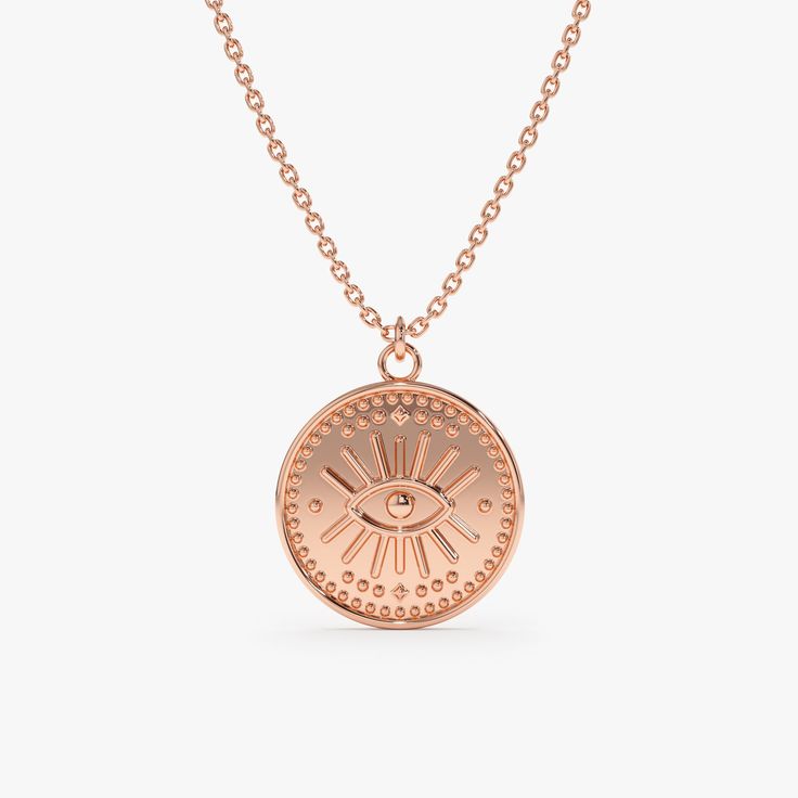 Ada Ward off negativity and embrace timeless style with this stunning Solid Gold Evil Eye Medallion Necklace. Crafted from gleaming 14k solid gold (available in yellow, white, and rose gold), this medallion necklace embodies the protective power of the iconic evil eye symbol. Its polished finish and classic design make it a versatile piece, perfect for everyday wear or special occasions. - Handmade- Solid Gold- Size of the Pendant: 13.5 mm All Sarah Elise pendant necklaces come beautifully boxed Evil Eye Symbol, Eye Symbol, Evil Eyes, Medallion Necklace, Bad Luck, White Gift Boxes, Gold Set, Solid Yellow, 18k Rose Gold