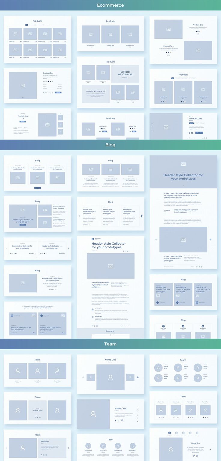 the different layouts in this website design