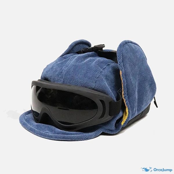 OrcaJump - Premium Cotton Aviator Hat with Goggles - Blue and Black Imvu Accessories, Hat Reference, Aviator Goggles, Hat With Ears, Cycling Hat, Cool Hat, Funky Hats, Top Streetwear Brands, Aviator Hat