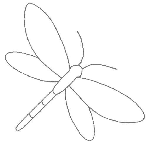 a drawing of a dragonfly on a white background