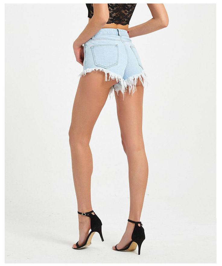 F00138145-114 Jean Short, Frayed Denim, Raw Denim, Mesh Long Sleeve, High Waisted Shorts Denim, Denim Shorts Women, Beach Shorts, Denim Jean, Long Sleeve Bodysuit