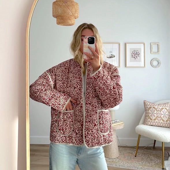 Lily Spring Flower Coat Quilted Jacket Outfit, Midwest Style, Womens Spring Coat, Flower Jacket, Flower Coat, Cozy Outfits, Seasonal Wardrobe, Cozy Coats, Spring Coat