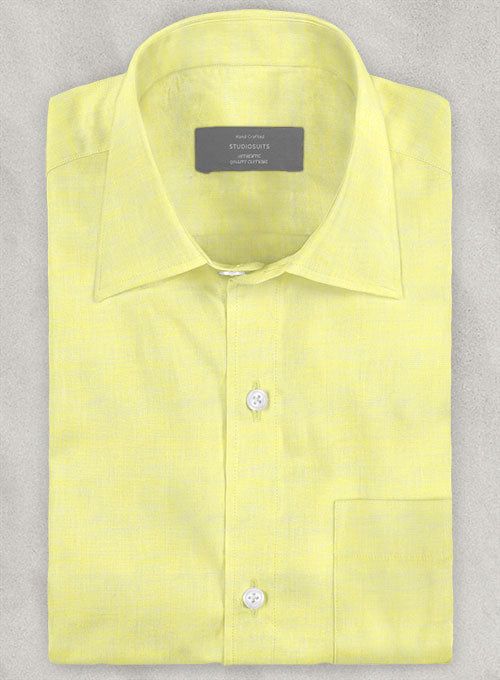 European Yellow Linen Shirt can dress up the relaxed style instantly. Crafted from pure linen, our shirt is light and breathable and ideal for casual business days. 
 
 The exceptional wardrobe staple wins points for comfort. 
 
 Made according to your measurements for the special you. 
 
 Pamper yourself, get this shirt made exclusively for you now! Classic Linen Shirt For Office, Formal Linen Relaxed Fit Shirt, Unstructured Shirt For Business Casual Summer, Summer Formal Linen Shirt, Unstructured Business Casual Shirt For Summer, Formal Short Sleeve Linen Shirt, Yellow Summer Office Shirt, Classic Solid Linen Shirt, Formal Short Sleeve Linen Top