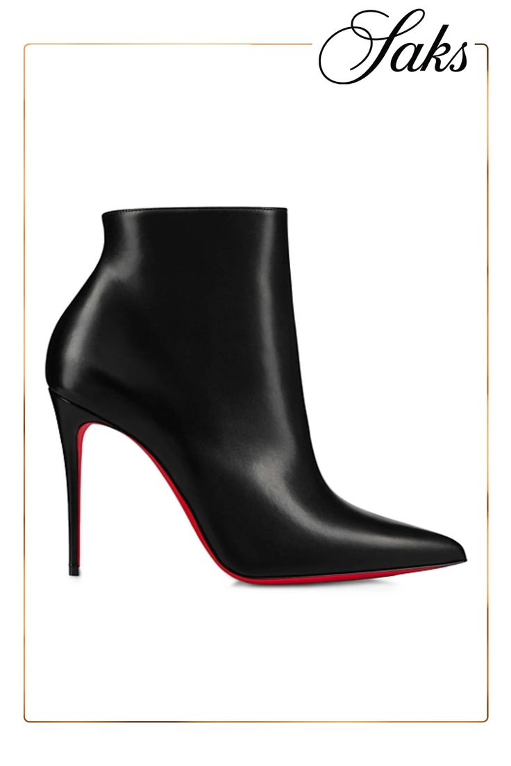 Zipped Booties Calf leather Heel height: 100mm / 4'' Made in Italy ABOUT THE BRAND In 1991 French designer Christian Louboutin opened his first shoe salon in Paris debuting stilettos with his signature red-lacquered soles. Today the label has expanded to include coveted handbags beauty and men's shoes and continues its mission to create styles that inspire confidence and empowerment. Christian Louboutin So Kate, Glad Rags, So Kate, French Designer, Pumps Flat, Shoes Booties, French Design, Leather Booties, Platform Wedges