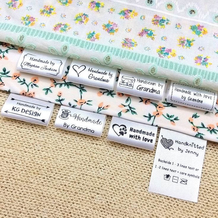 several different types of fabric with labels on them