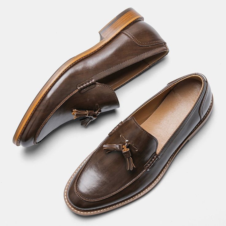 Product Description Have you been on the hunt for a comfortable and stylish pair of shoes? Well, look no further than our Leather Tassel Loafers! With their easy slip-on design, these shoes are the ultimate in convenience and comfort. Crafted from high-quality leather, these shoes are designed to be your new go-to for any occasion. The classic loafer style is timeless, and the addition of the stylish tassel detail adds a touch of sophistication to any outfit. Plus, with their comfortable and dur Fall Slip-on Tassel Loafers With Plain Toe, Brown Tassel Loafers For Fall, Brown Slip-on Tassel Loafers With Flat Heel, Brown Tassel Loafers With Flat Heel, Brown Slip-on Tassel Loafers, Closed Toe Tassel Loafers With Rubber Sole For Fall, Fall Tassel Loafers With Closed Toe And Rubber Sole, Brown Slip-on Tassel Loafers With Closed Toe, Fall Tassel Loafers With Brogue Detailing