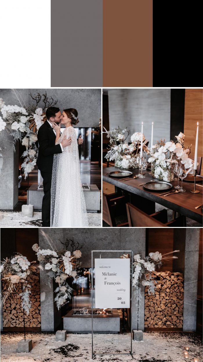 a couple kissing in front of a table with flowers and candles