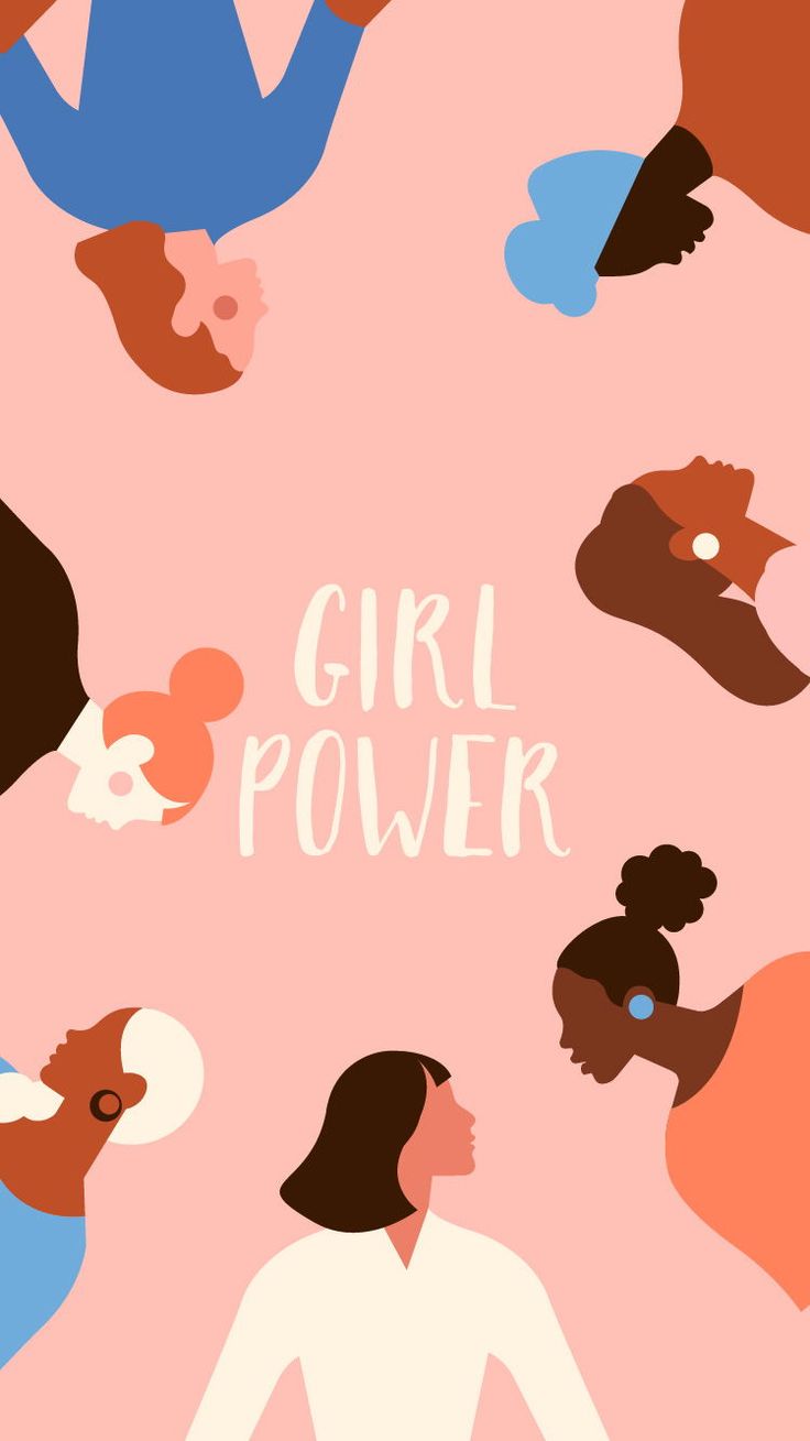 the girl power poster is shown in pink and blue