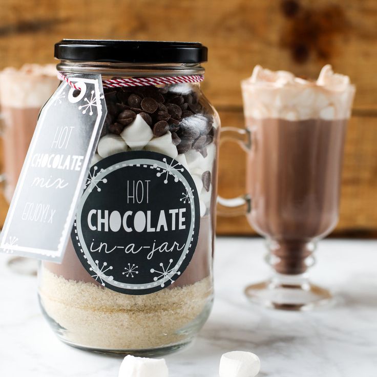 hot chocolate in a jar with marshmallows