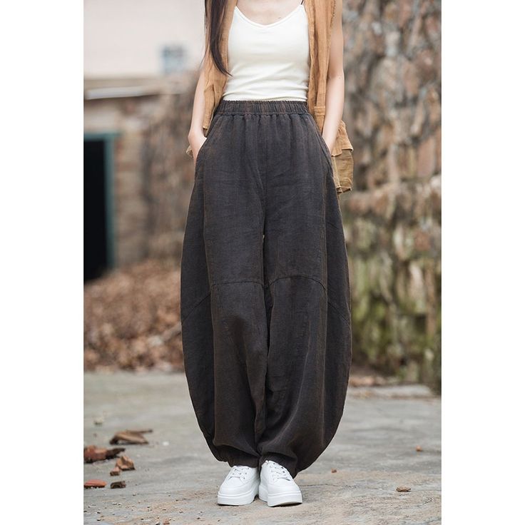 J-024-17 Casual Non-stretch Harem Pants For Fall, Casual Baggy High-waisted Bottoms, Casual High Waist Non-stretch Harem Pants, Stretch High-waisted Casual Harem Pants, Stretch High-waisted Harem Pants Casual Style, Casual Ankle-length Harem Pants For Fall, Casual High-waisted Harem Pants For Spring, Casual High-waist Cotton Harem Pants, Casual High Waist Cotton Harem Pants