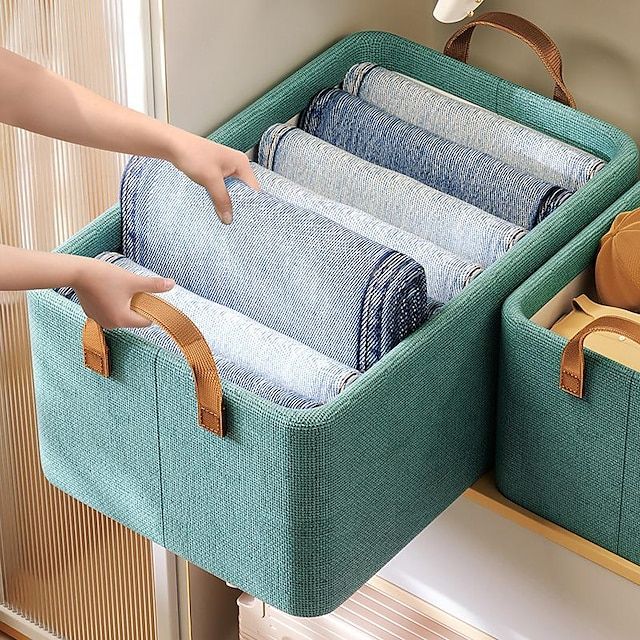 Foldable Storage Box With Steel Frame, Large Capacity Clothes Trousers Storage Basket, Portable Home Wardrobe Storage Box 2023 - AU $19.09 Trousers Storage, Clothes Trousers, Wardrobe Storage Boxes, Portable Wardrobe, Portable Closet, Wardrobe Organisation, Úložný Box, Grey Storage, Portable Home