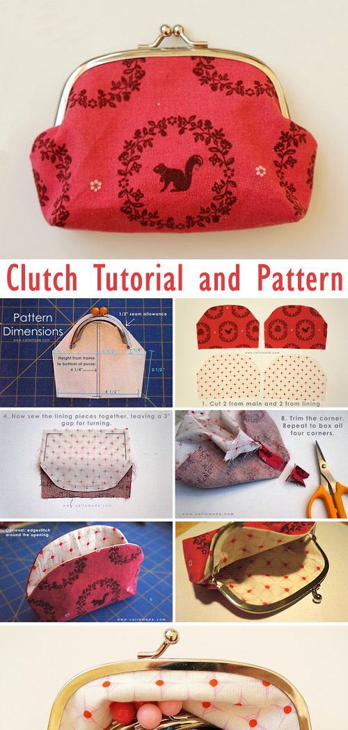 the instructions for how to sew a clutch purse and make it into a coin purse