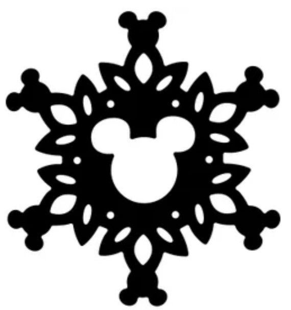 mickey mouse's snowflake is shown in black and white