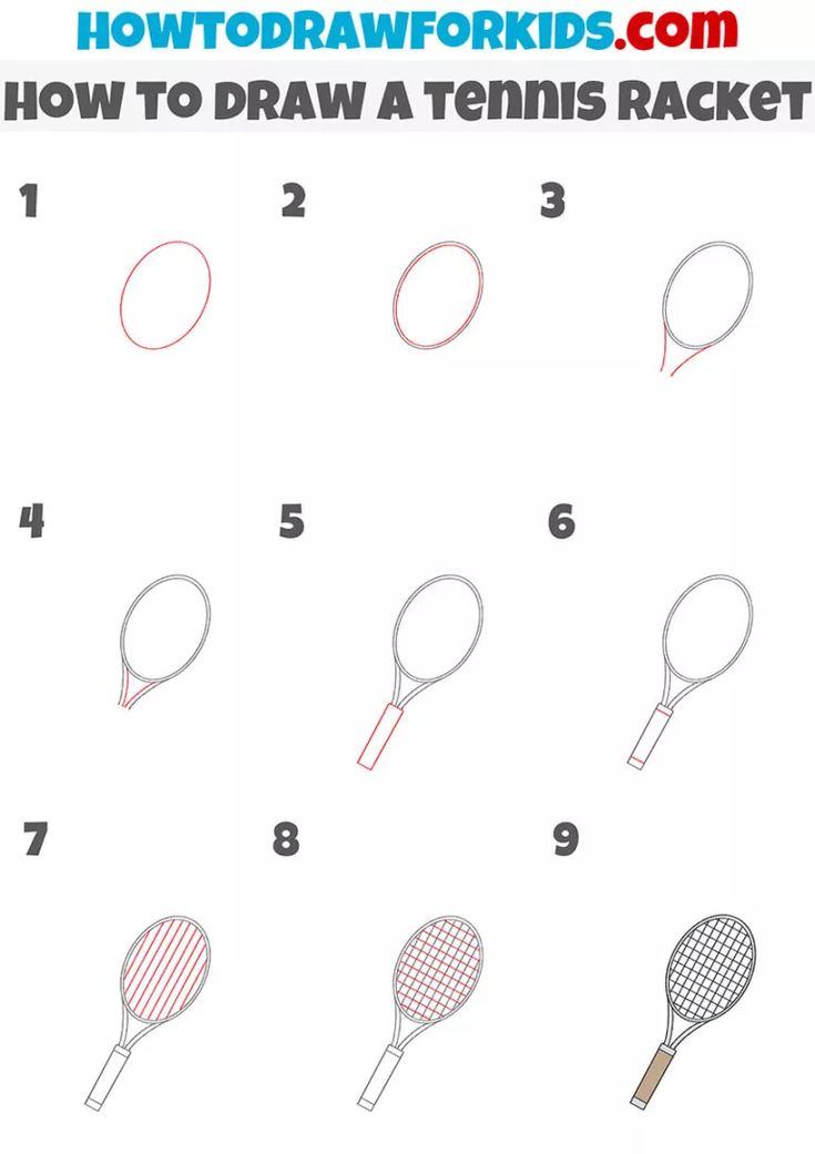 how to draw a tennis racket in 10 easy steps - step by step instructions