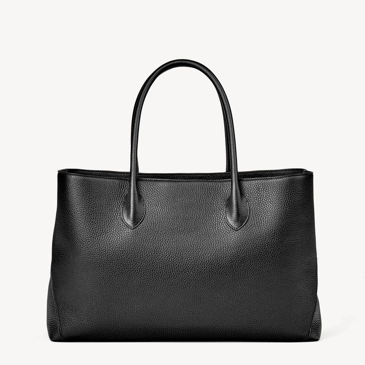 The London Tote in Black Pebble | Aspinal of London Gold Shield, Aspinal Of London, Black Pebbles, Soft Tops, The London, Leather Tote Bag, Kate Spade Top Handle Bag, Full Grain Leather, Pebbled Leather