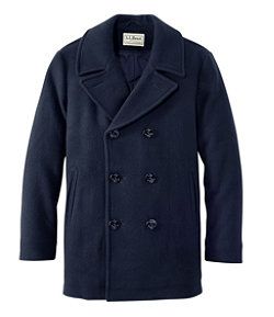 #LLBean: Men's L.L.Bean Wool Peacoat Single Breasted Wool Peacoat With Lapel Collar, Men’s Pea Coat Outfits, Single-breasted Wool Pea Coat With Suit Collar, Men’s Pea Coat, Black Double-breasted Wool Peacoat, Trucker Jacket Men, Wool Pea Coat, Long Coat Men, Peacoat Men