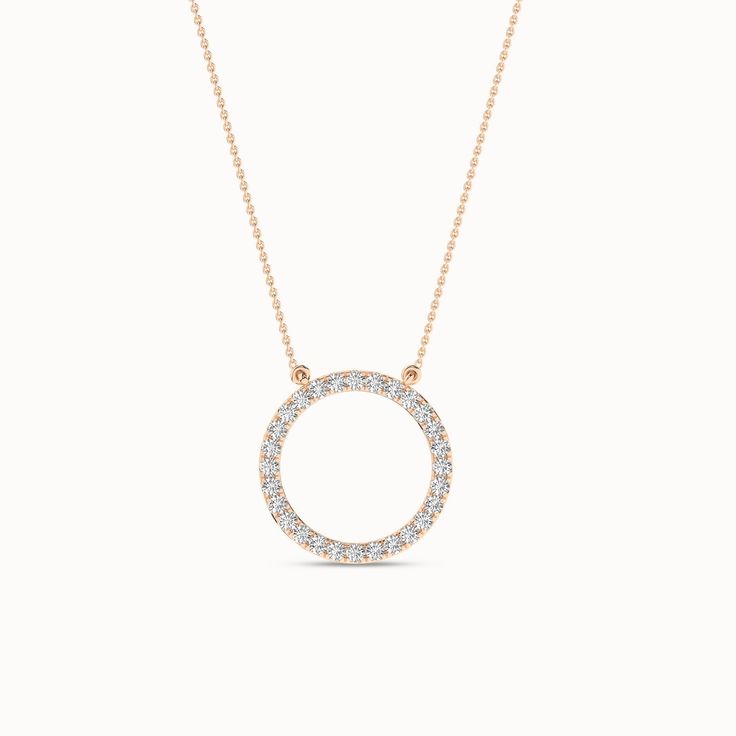 Circular Silhouette Necklace_Product Angle_PCP Main Image Rose Gold Round Brilliant Cut Diamond Necklace, Formal Round Diamond Necklace With Single Cut Diamonds, Formal Single Cut Diamond Round Necklace, Diamond Circle Halo Jewelry, Dazzling Ethical Diamond Round Pendant Necklace, Fine Jewelry Halo Design Round Necklace, Dazzling Round Pendant Diamond Necklace With Halo Design, Dazzling Diamond Necklace With Halo Design And Round Pendant, Diamond White Round Halo Necklace